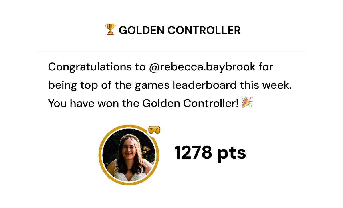TalkingPoints games leaderboard and Golden Controller